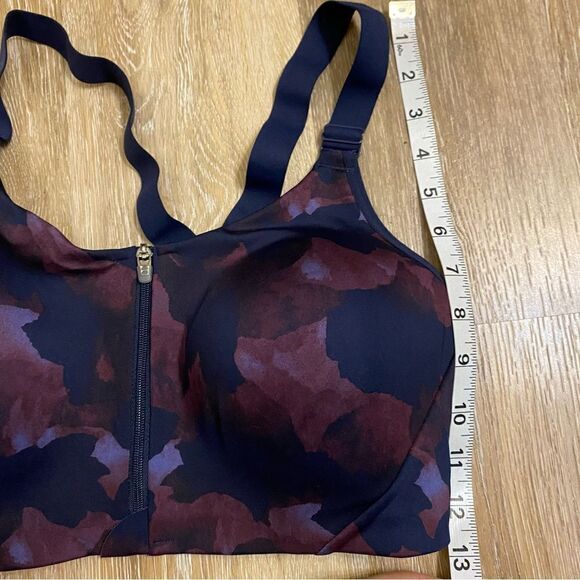 All in motion zip front high impact sports bra blue purple water color 36D - Picture 4 of 7